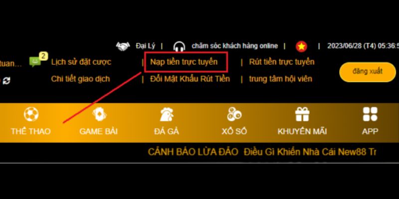 Diễn ra thần tốc nạp tiền New88